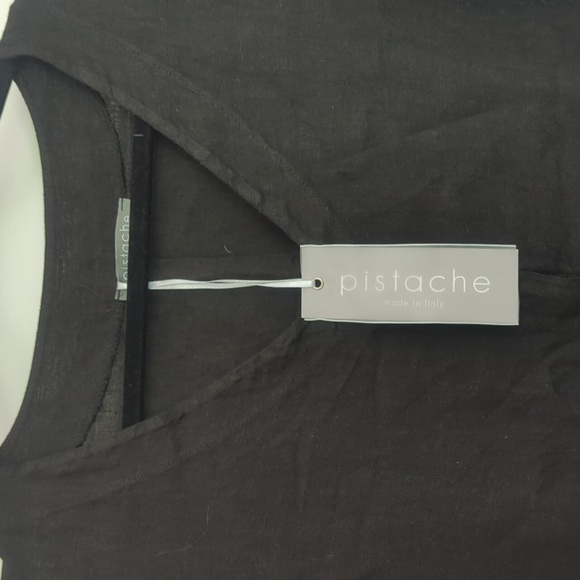 NWT | Black Linen | drop waist mini dress | Black | M - Picture 2 of 5